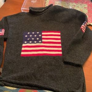 Yarina Flag Front and Back Wool Sweater- Large